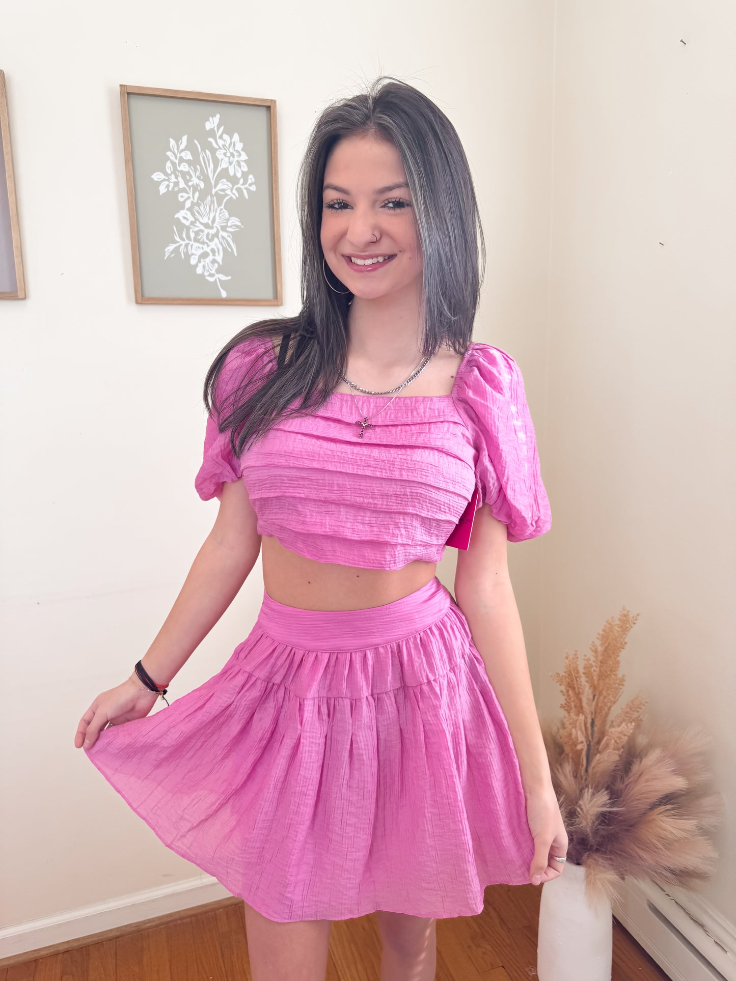 Bubblegum Pink Top & Skirt Set