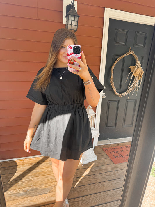 Open Back Poplin Mini Dress