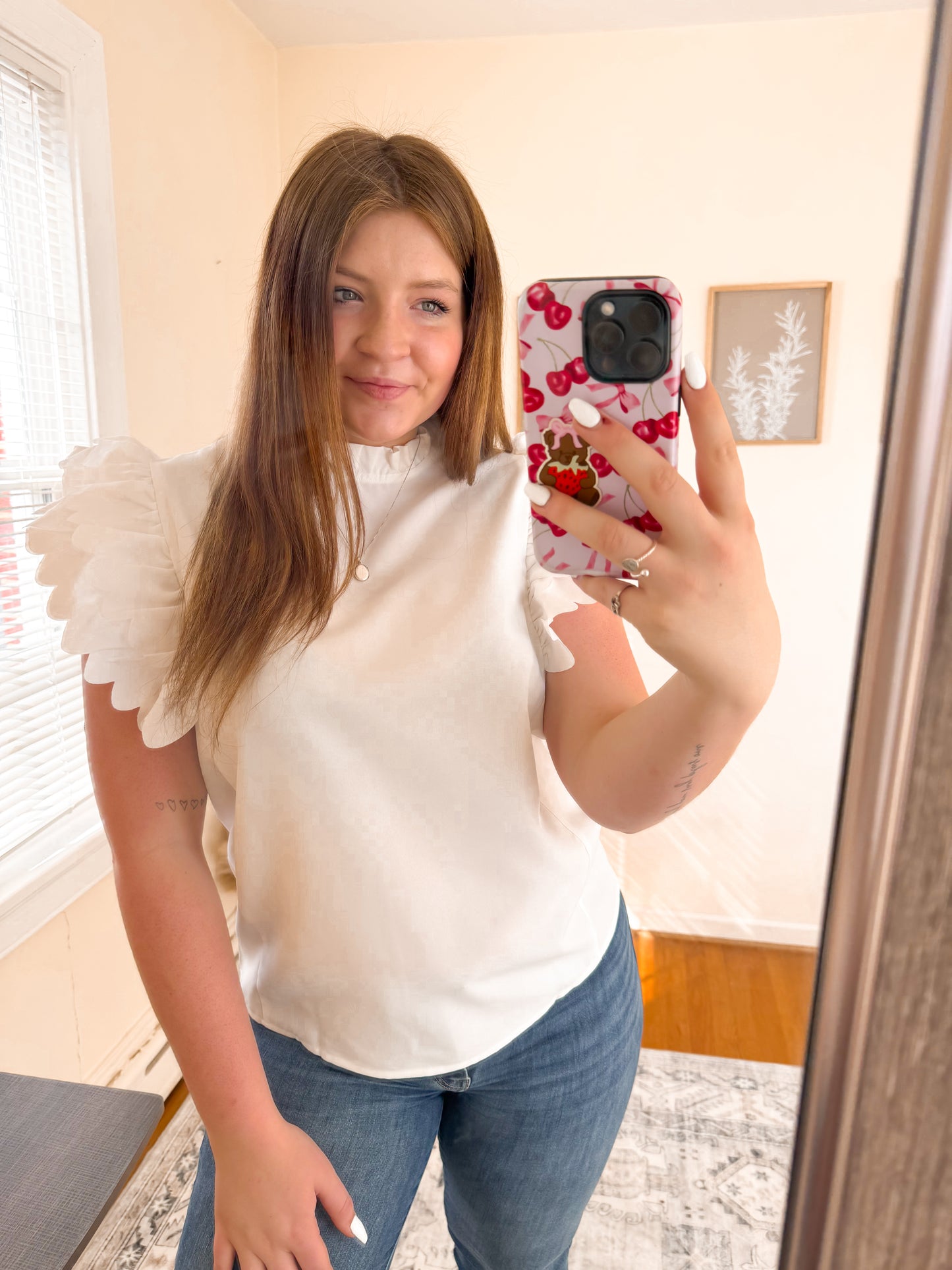 White Feather Sleeve Top
