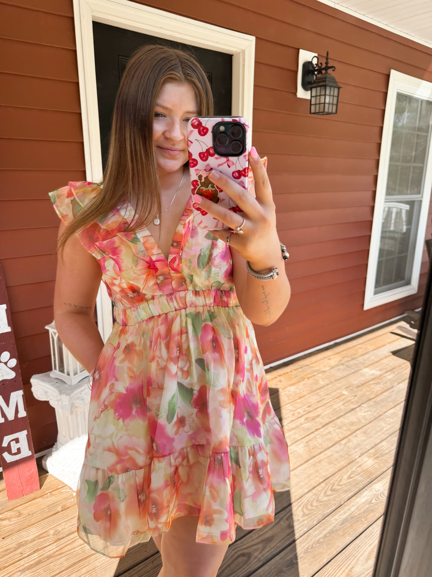 Ruffle Flower Print Dress