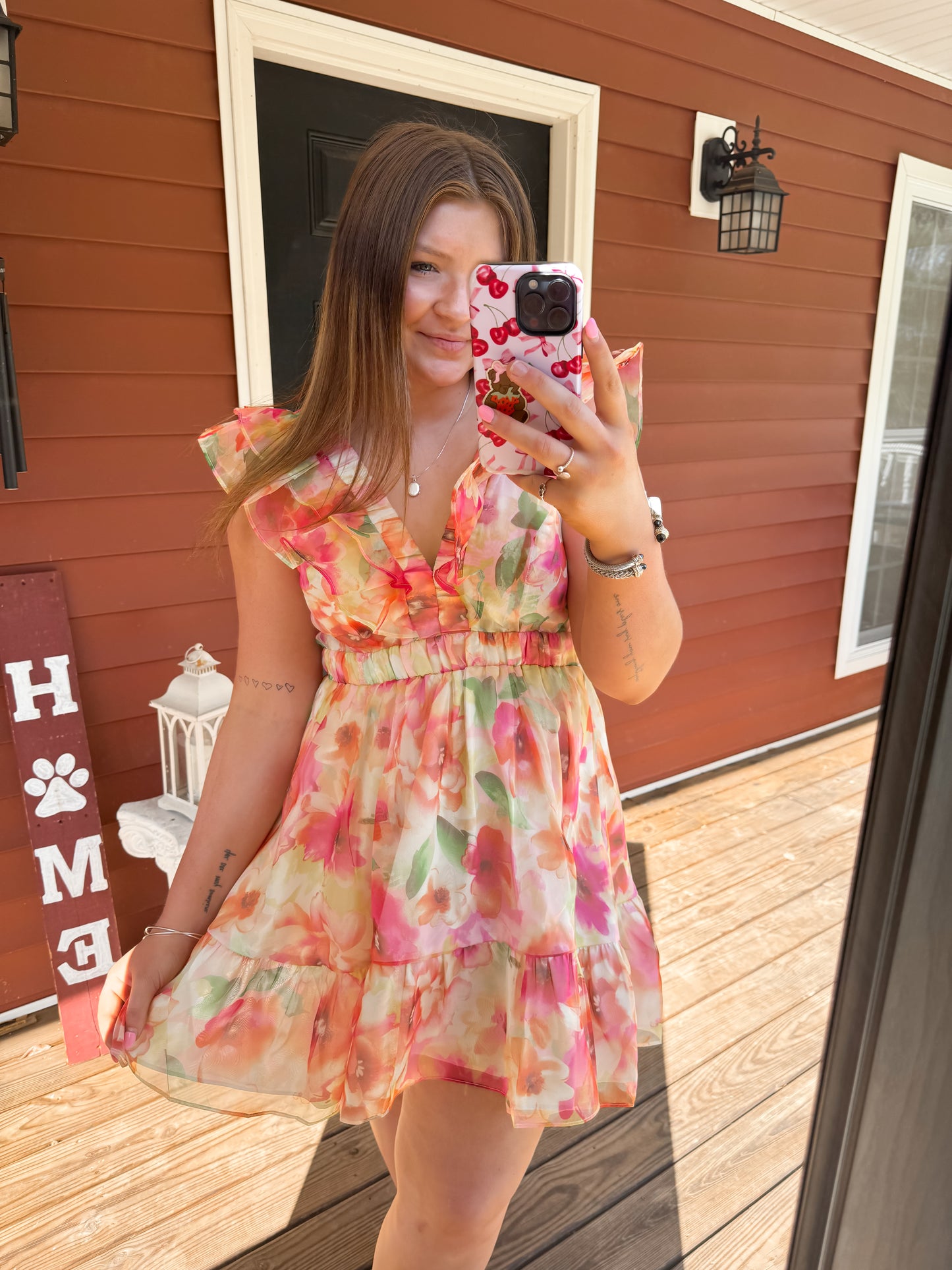 Ruffle Flower Print Dress