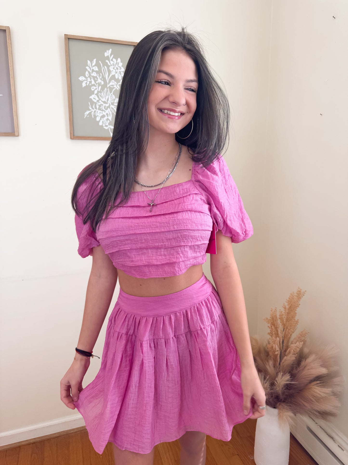 Bubblegum Pink Top & Skirt Set