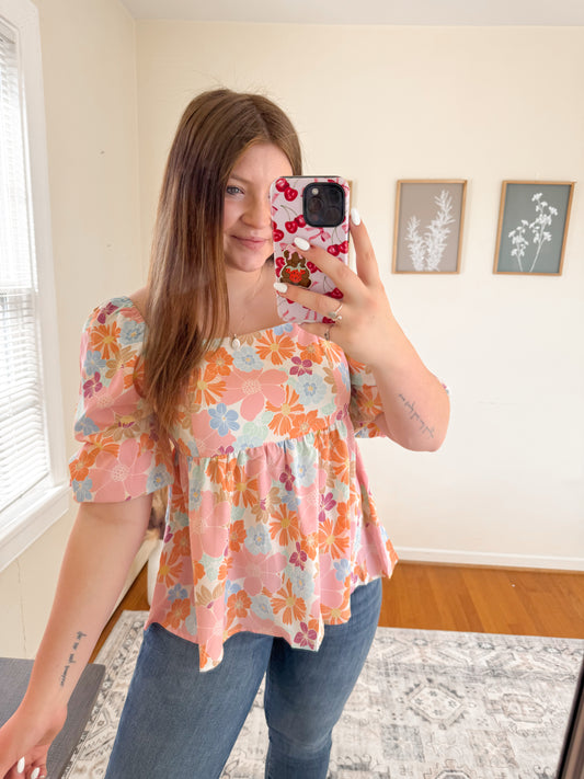 Puff Sleeve Foral Top