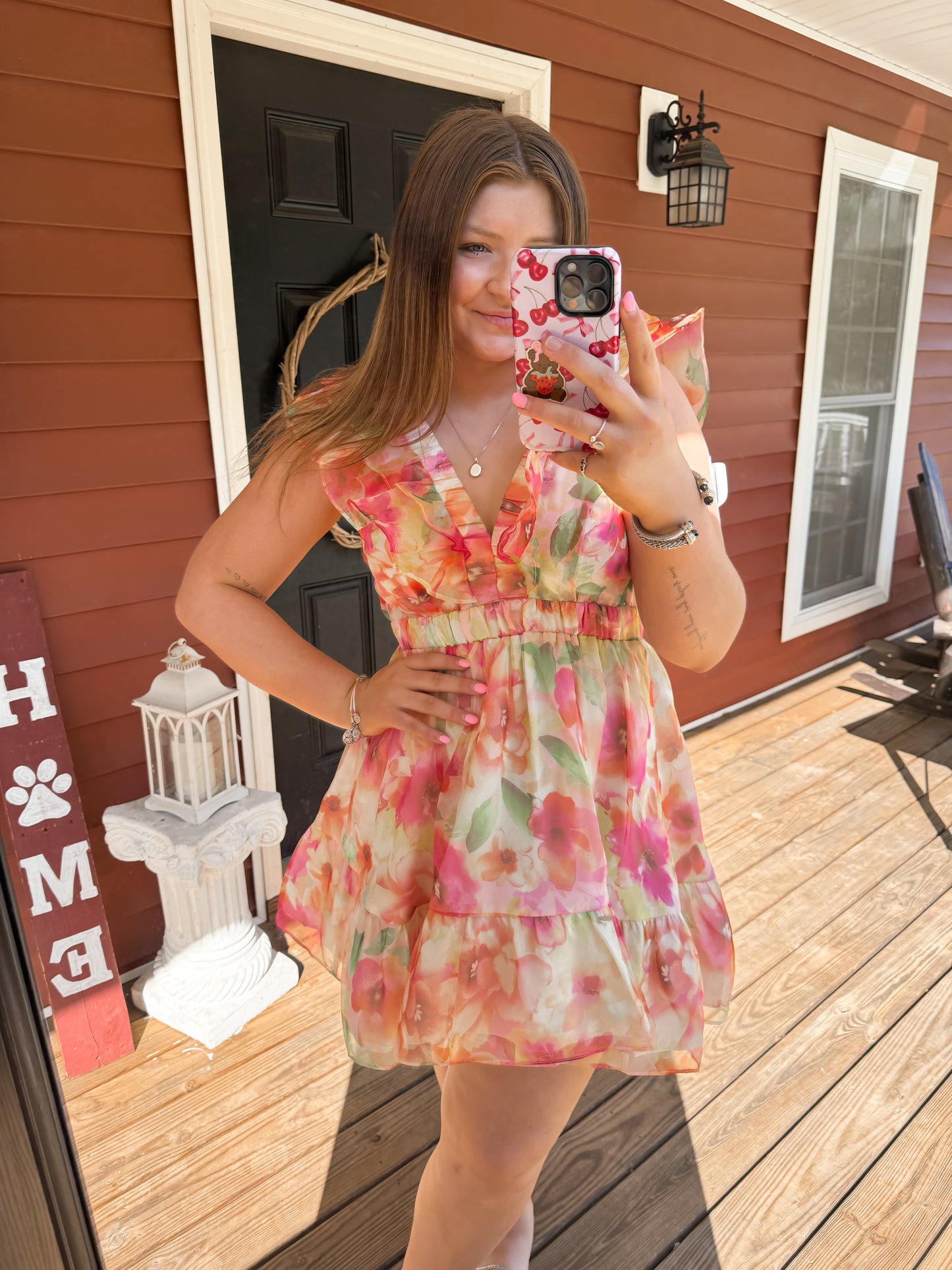 Ruffle Flower Print Dress