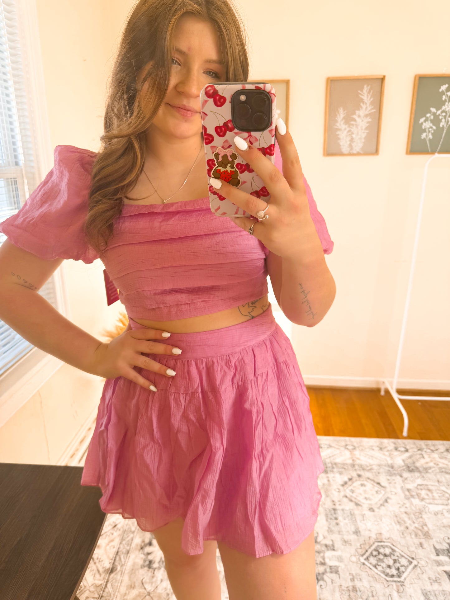 Bubblegum Pink Top & Skirt Set
