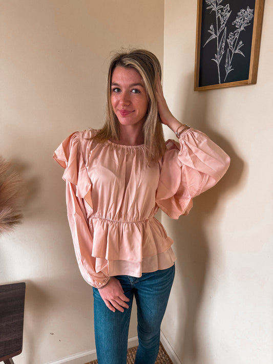 Pink Champagne Ruffle Top