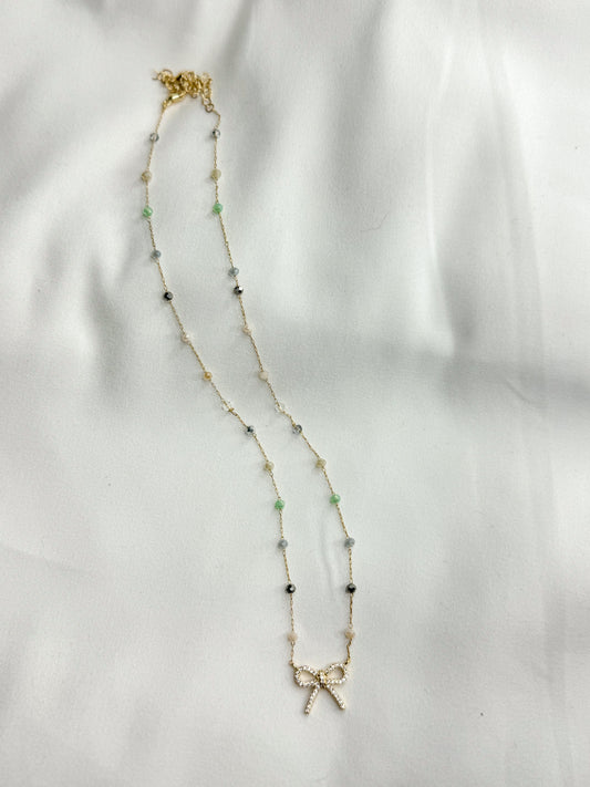 Bow Pendant Beaded Necklace