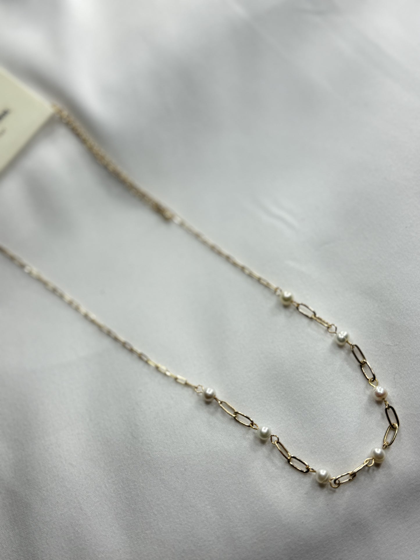 Gold Pearl Chain Necklace