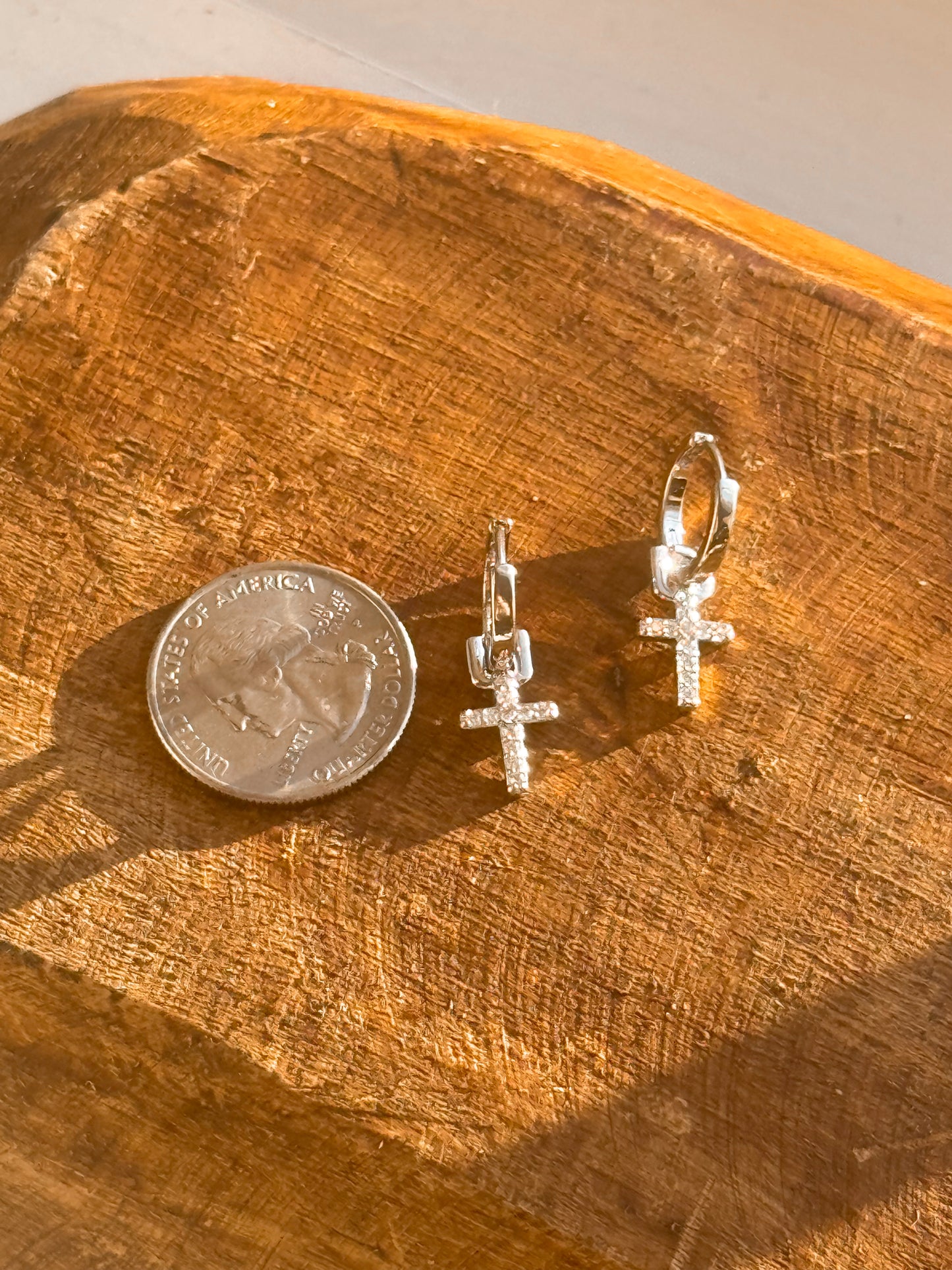 Silver Cross Hoops