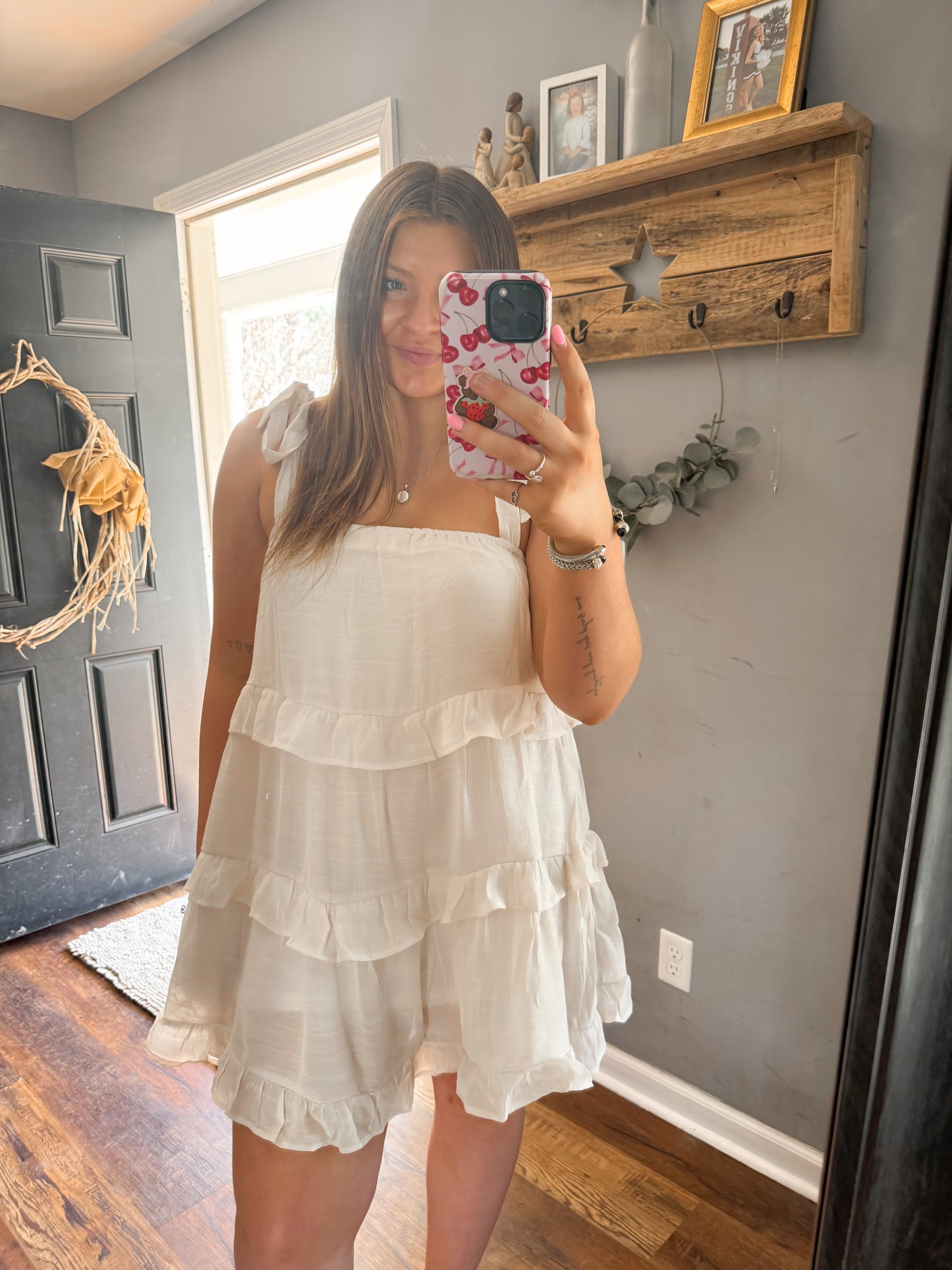 Vanilla White Ruffle Tiered Mini Dress