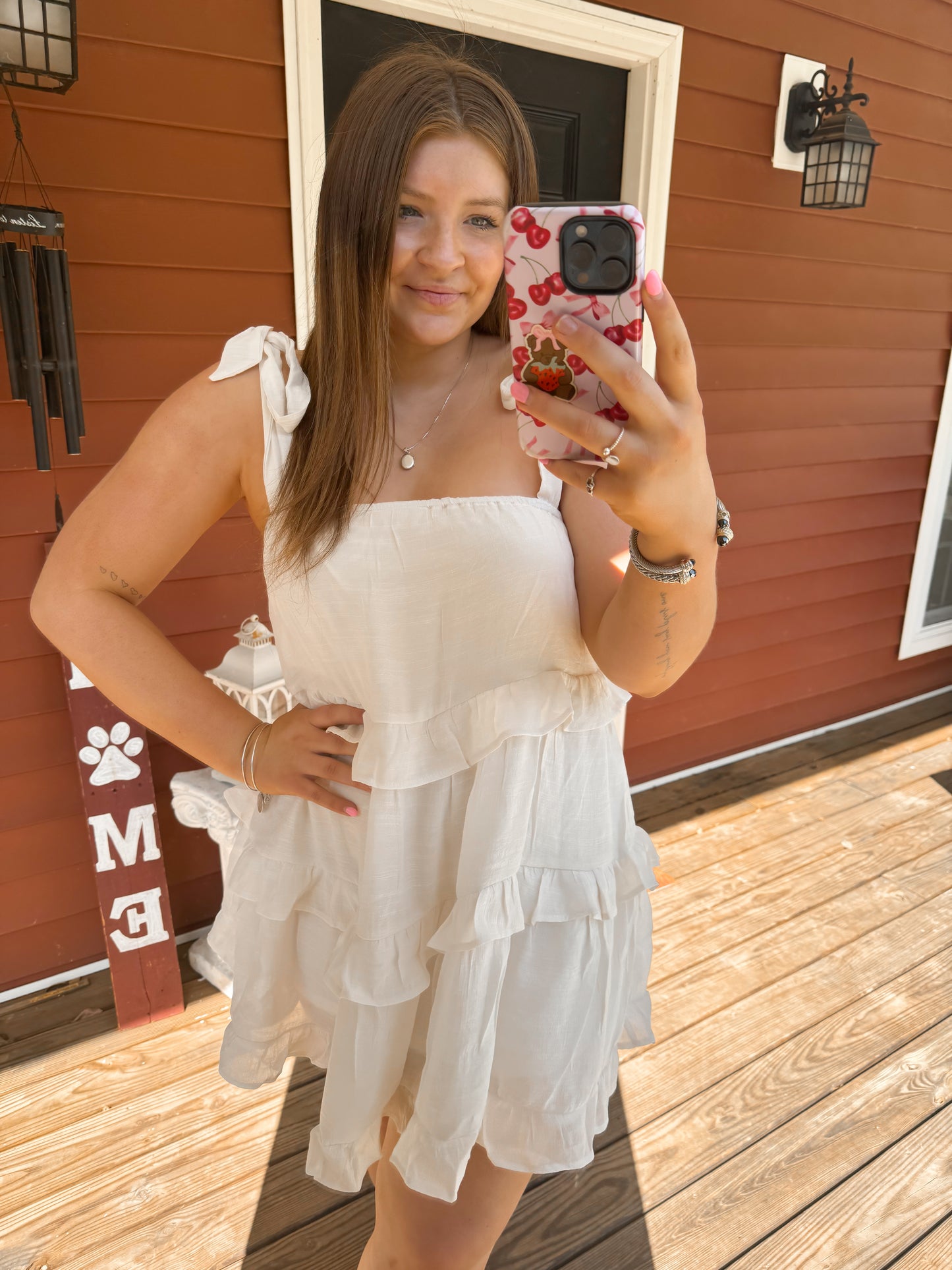 Vanilla White Ruffle Tiered Mini Dress