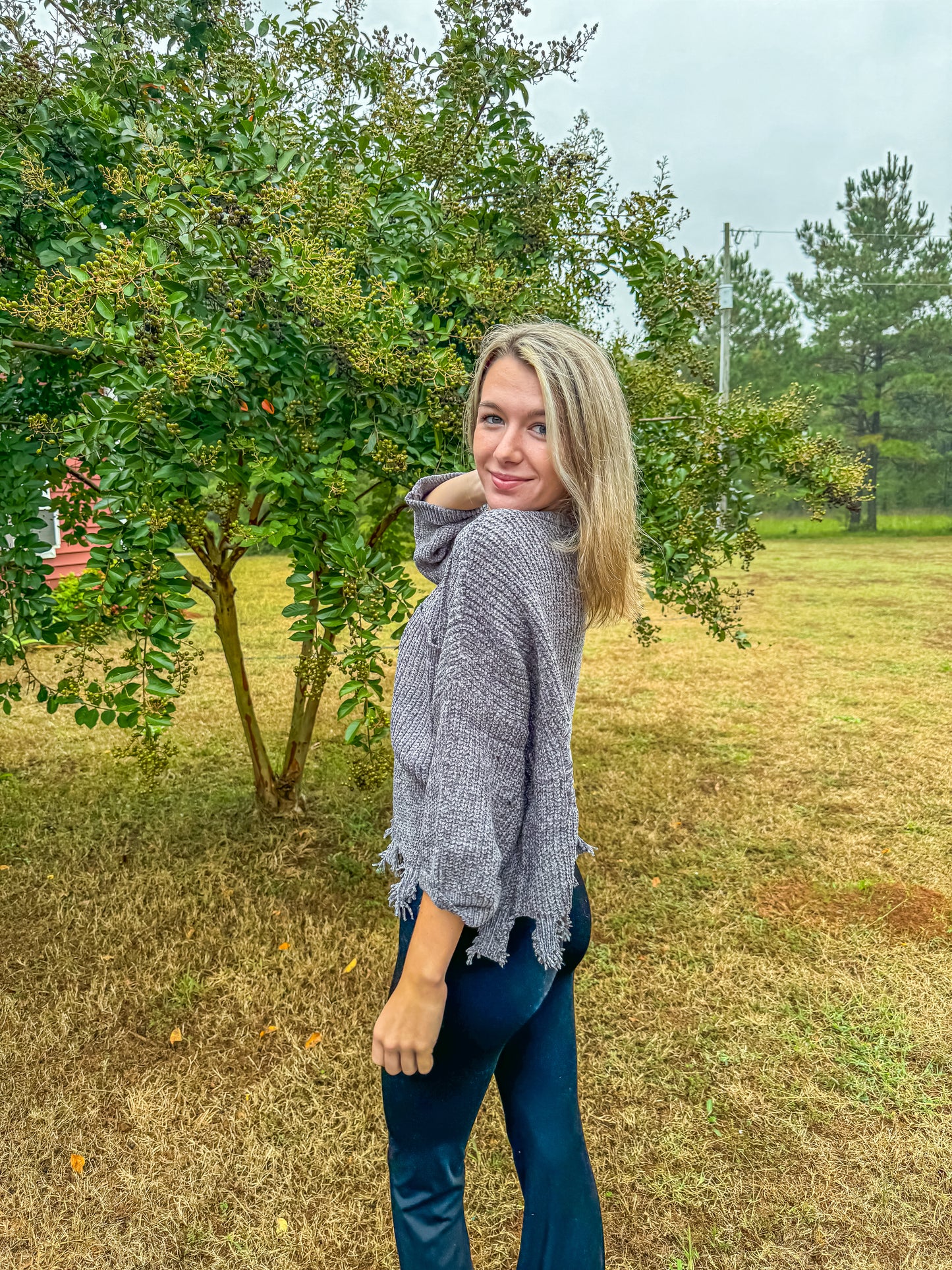 Grey Distressed Chunky Sweater