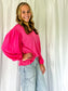 Pink Balloon Sleeve Blouse