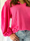 Pink Balloon Sleeve Blouse