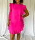 Pink Ruffle Edge Mini Dress